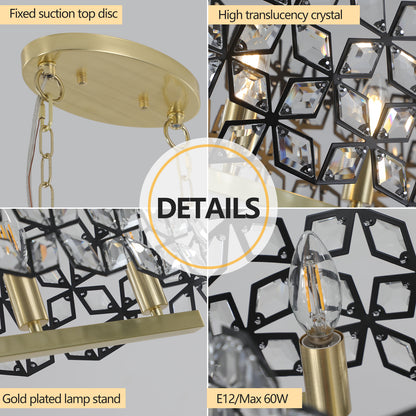 39" Black & Gold Geometric Crystal Chandelier - view 11