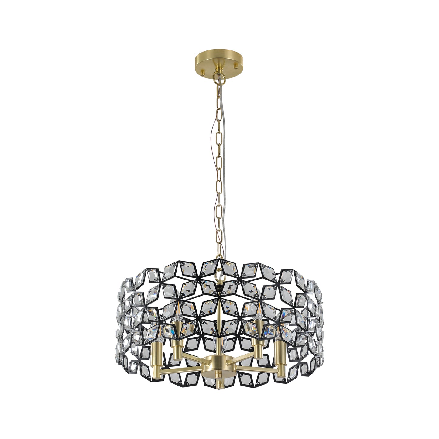 19" Black & Gold Geometric Crystal Chandelier, 5-Light - view 14