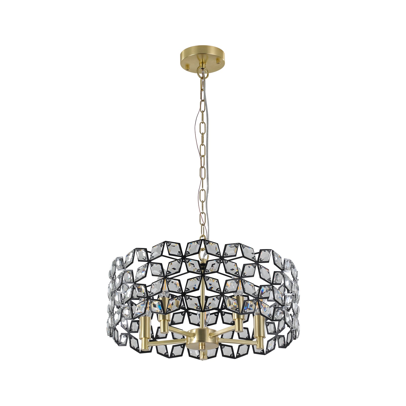 19" Black & Gold Geometric Crystal Chandelier, 5-Light - view 14