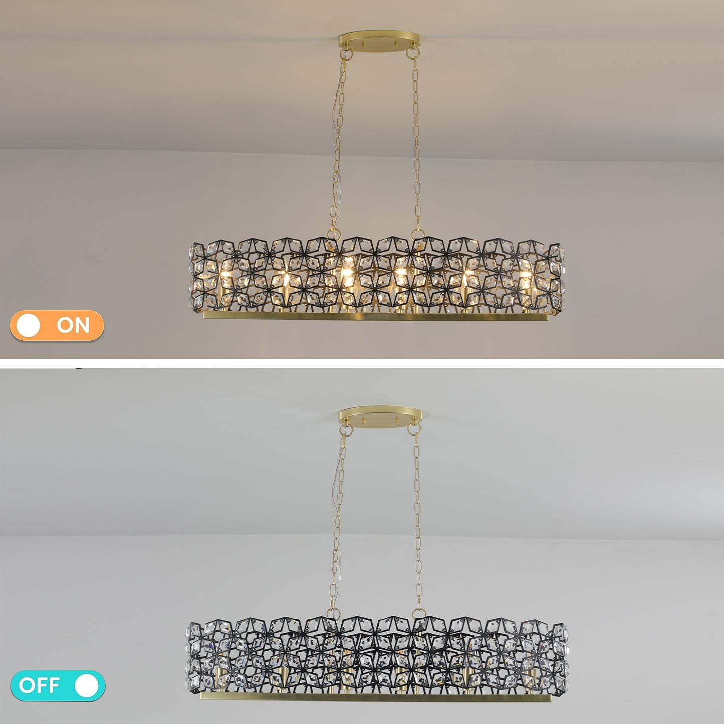 39" Black & Gold Geometric Crystal Chandelier - view 9