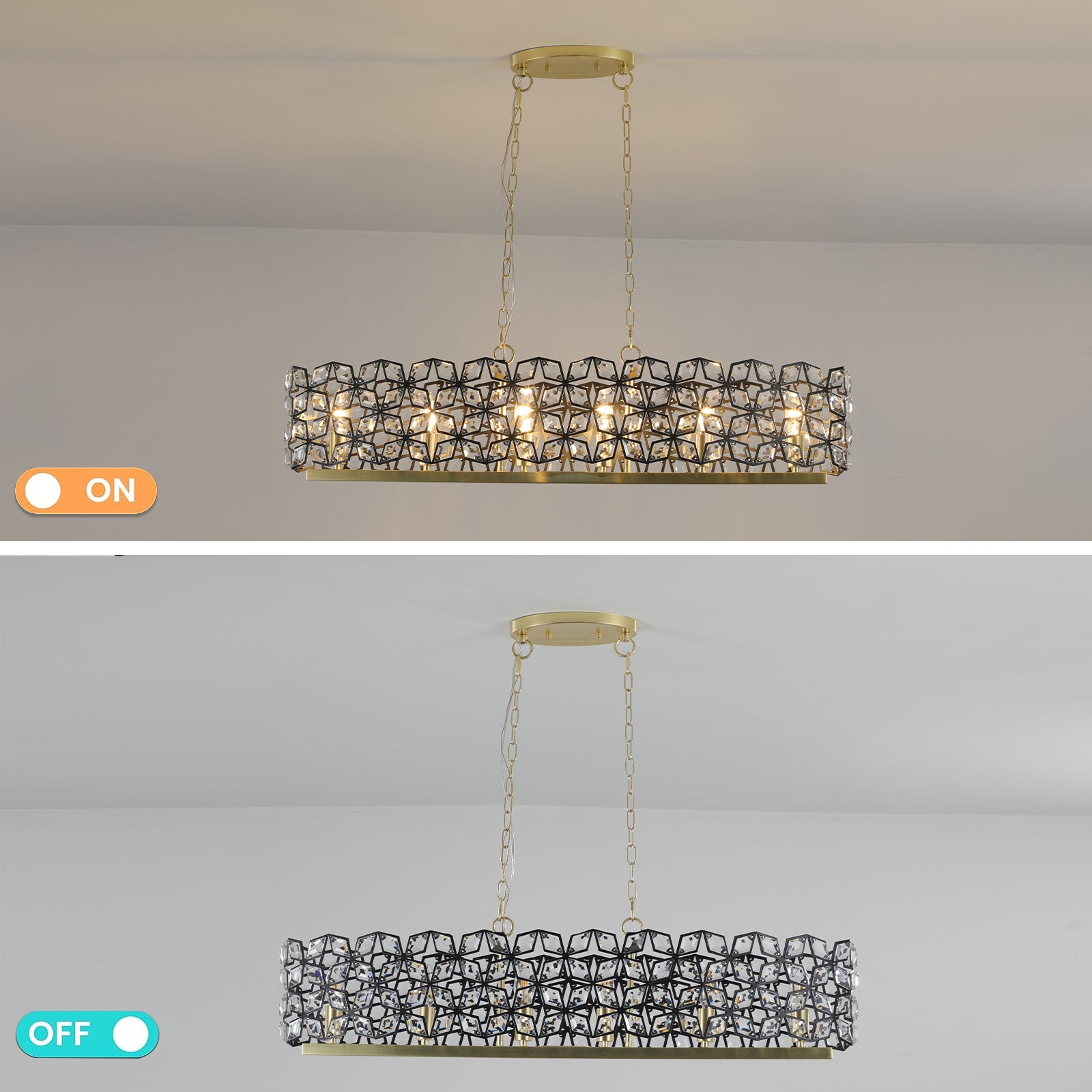 39" Black & Gold Geometric Crystal Chandelier - view 9