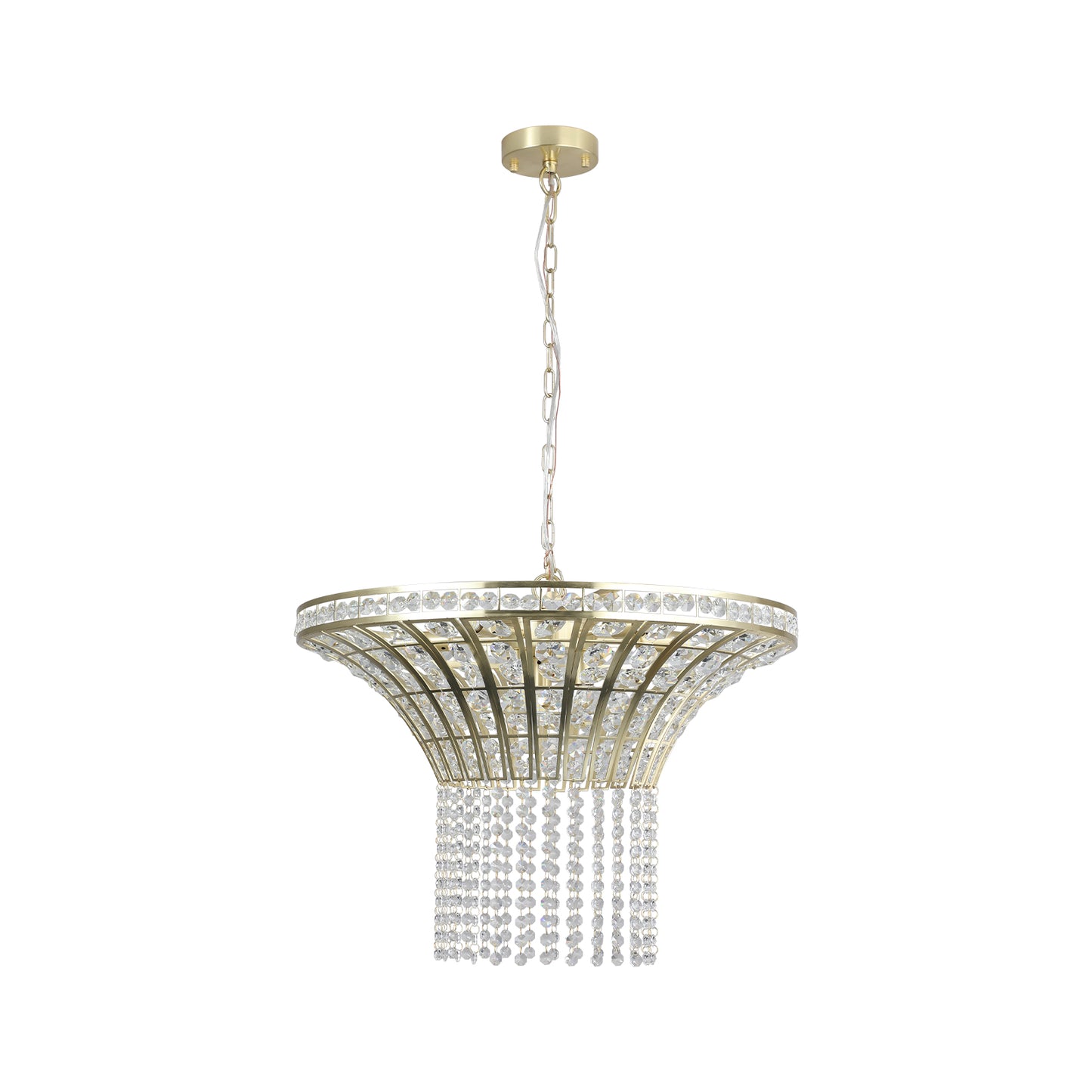 24" Gold Round Crystal Chandelier with Cascading Beads - view 14