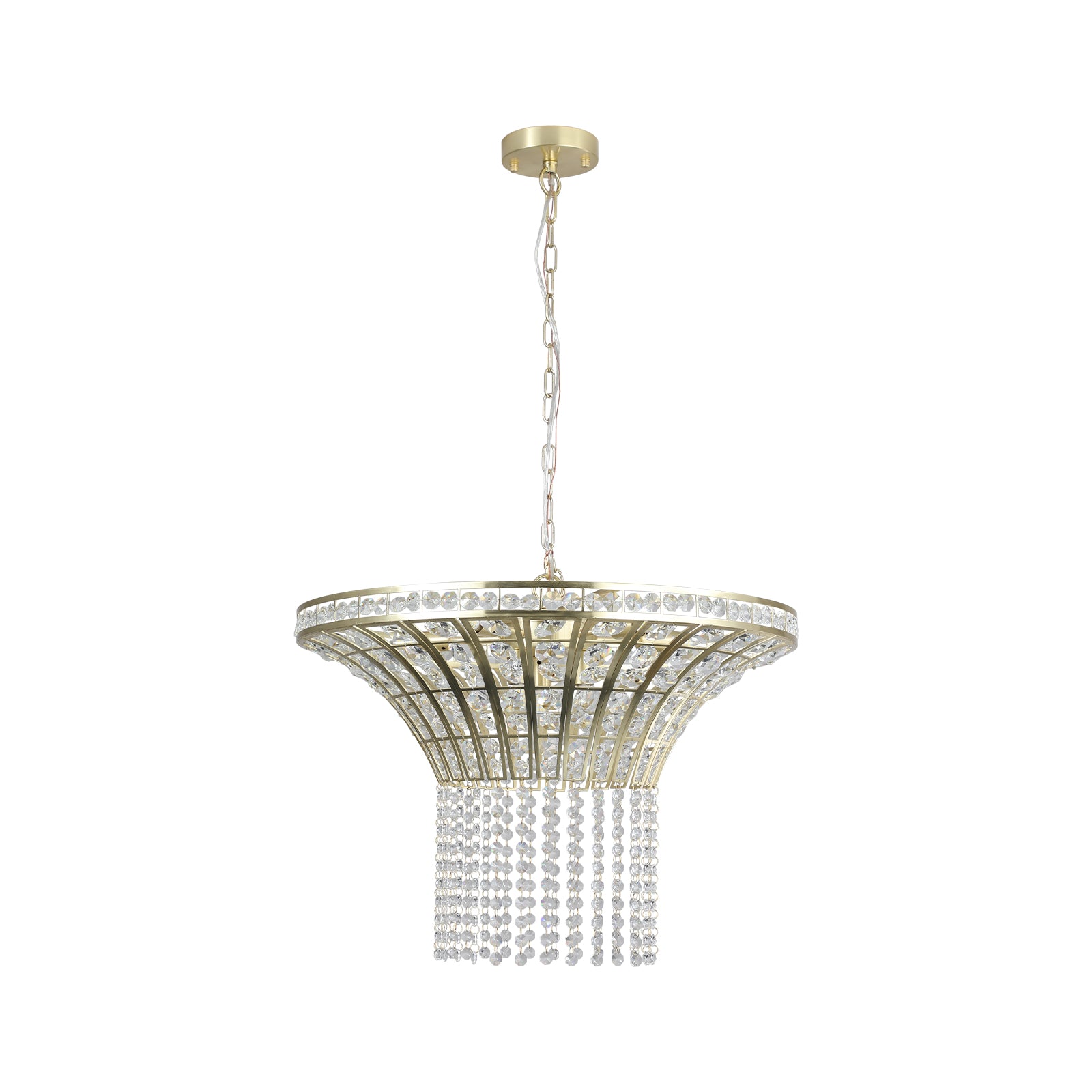 24" Gold Round Crystal Chandelier with Cascading Beads - view 14