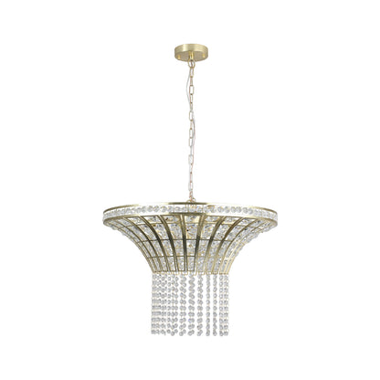 24" Gold Round Crystal Chandelier with Cascading Beads - view 14