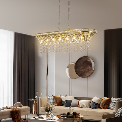 39" Gold Linear Crystal Chandelier with Cascading Beads - view 2