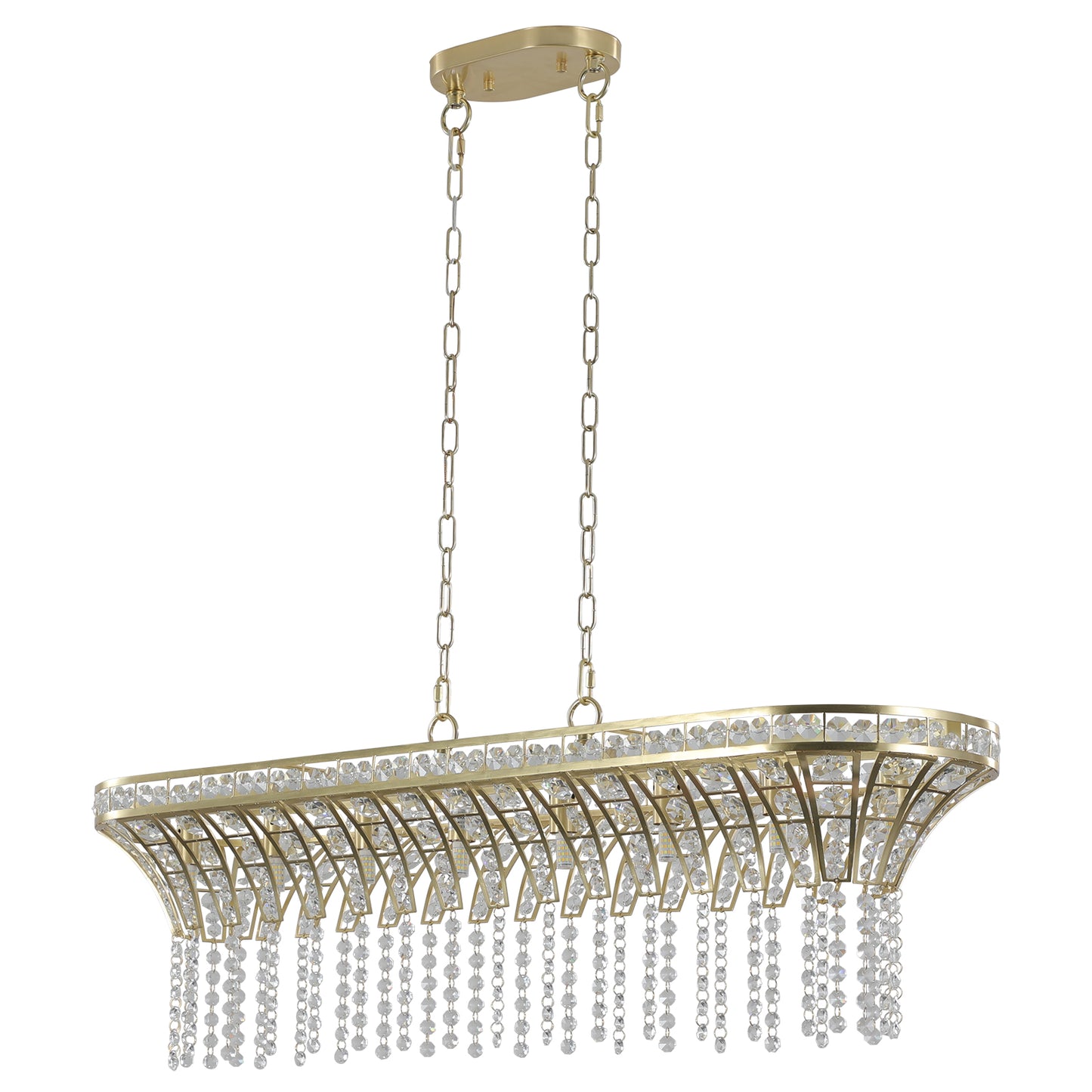 39" Gold Linear Crystal Chandelier with Cascading Beads - view 9