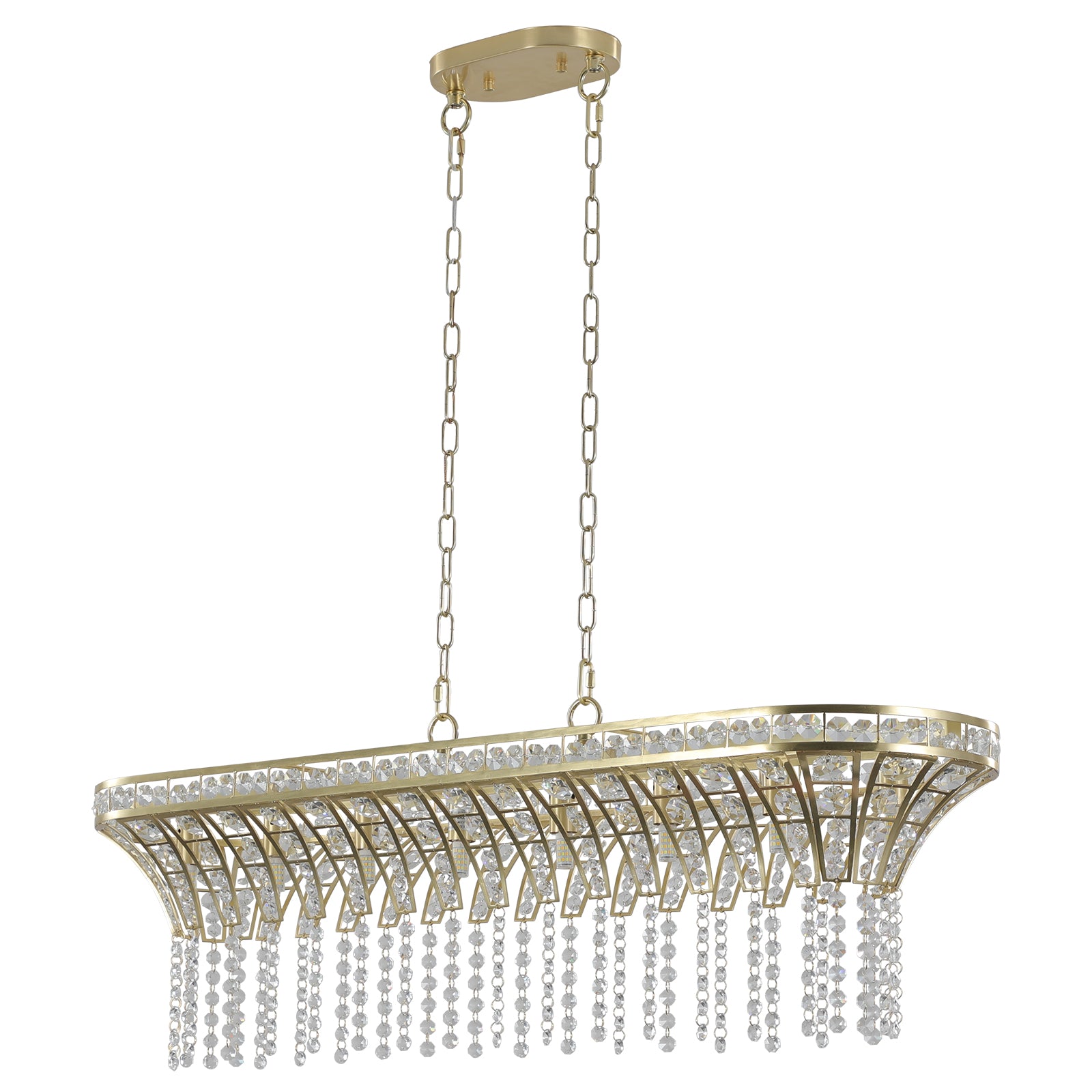 39" Gold Linear Crystal Chandelier with Cascading Beads - view 9
