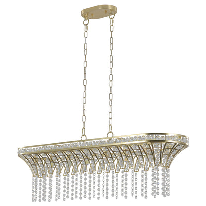 39" Gold Linear Crystal Chandelier with Cascading Beads - view 9