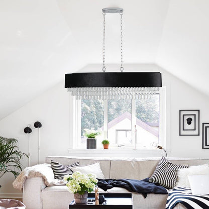 39" 8-Light Crystal Chandelier with Black Velvet Shade - view 4
