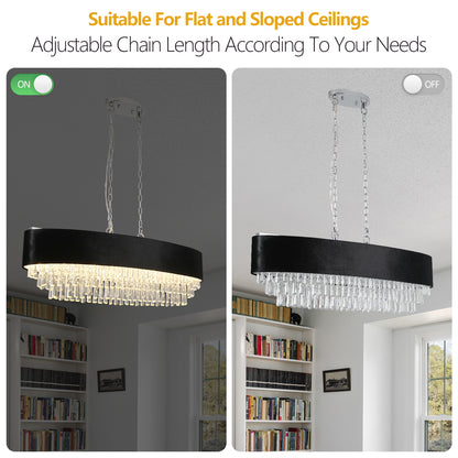 39" 8-Light Crystal Chandelier with Black Velvet Shade - view 7