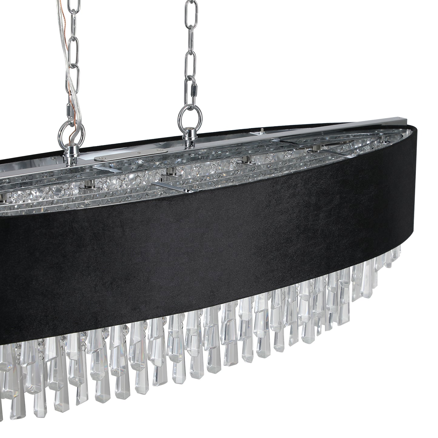 39" 8-Light Crystal Chandelier with Black Velvet Shade - view 8