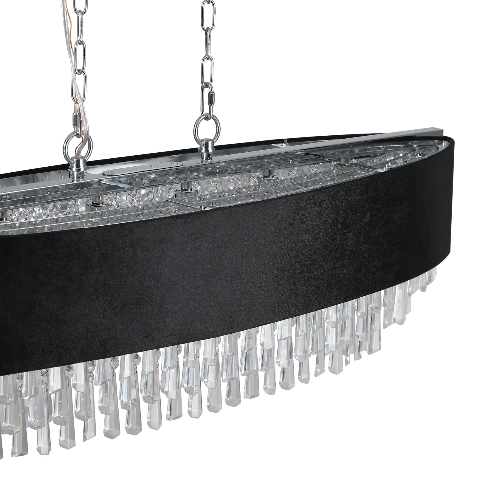39" 8-Light Crystal Chandelier with Black Velvet Shade - view 8