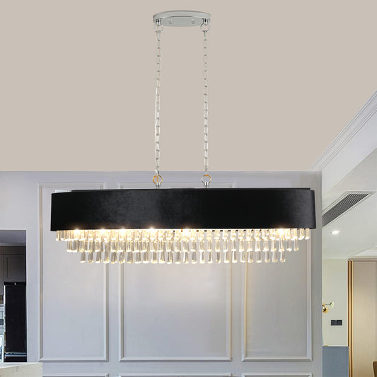 39" 8-Light Crystal Chandelier with Black Velvet Shade - view 2
