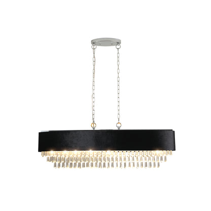39" 8-Light Crystal Chandelier with Black Velvet Shade - view 10