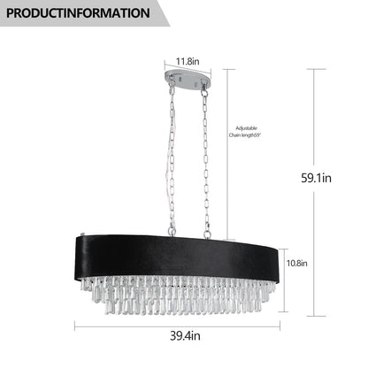 39" 8-Light Crystal Chandelier with Black Velvet Shade - view 9