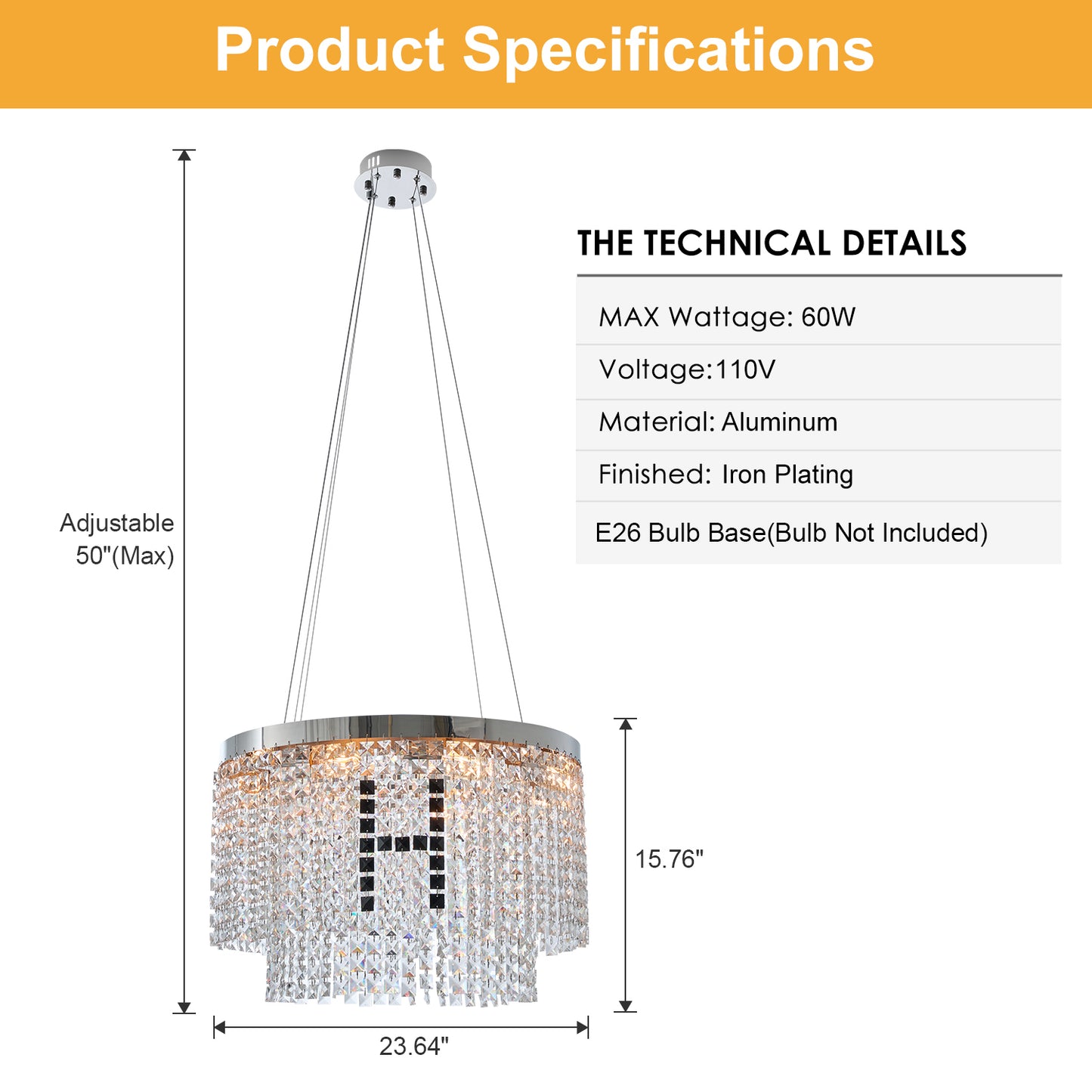 Modern Round Crystal Chandelier - view 7