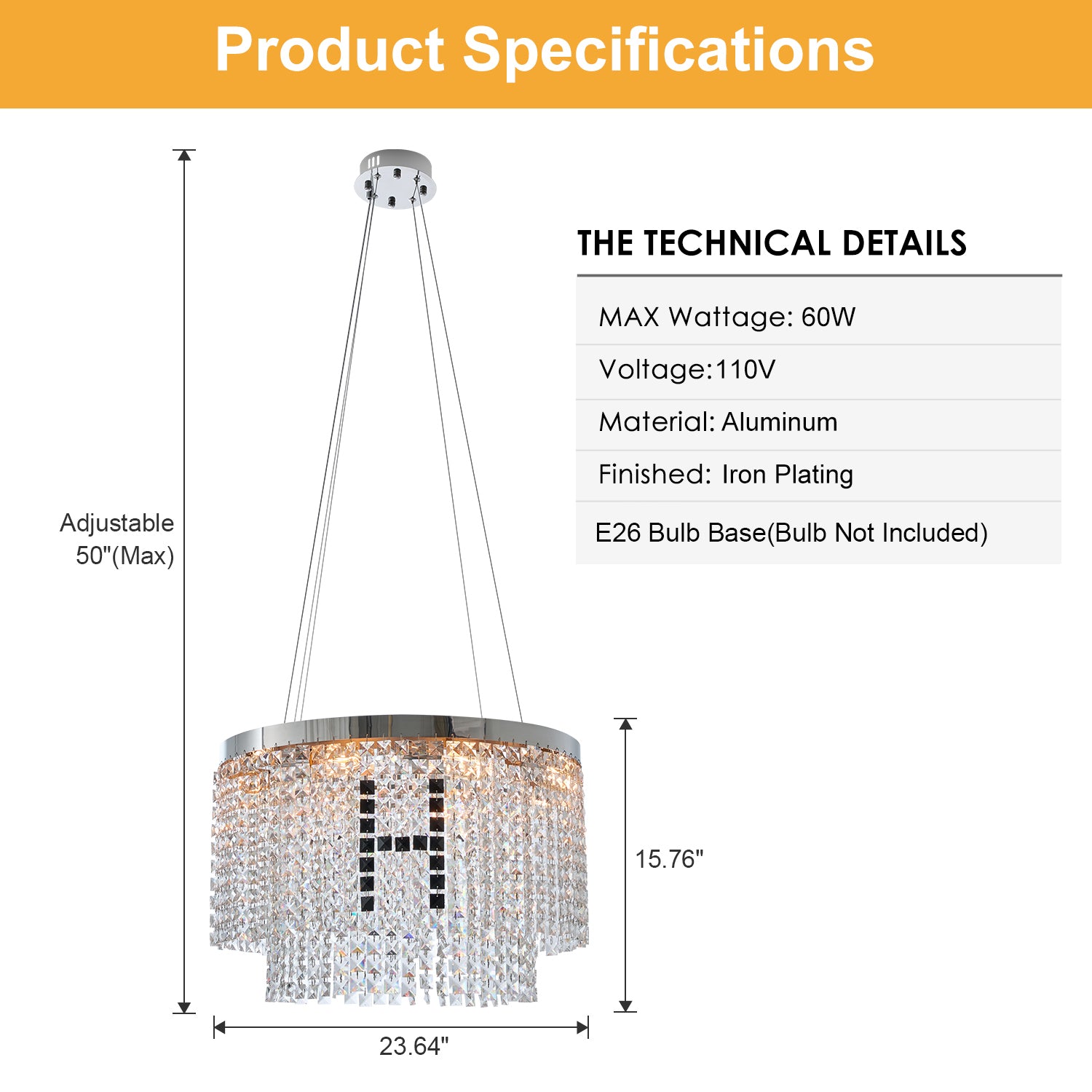 Modern Round Crystal Chandelier - view 7