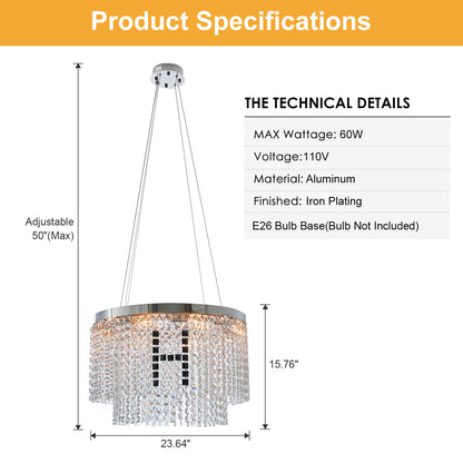 Modern Round Crystal Chandelier - view 7