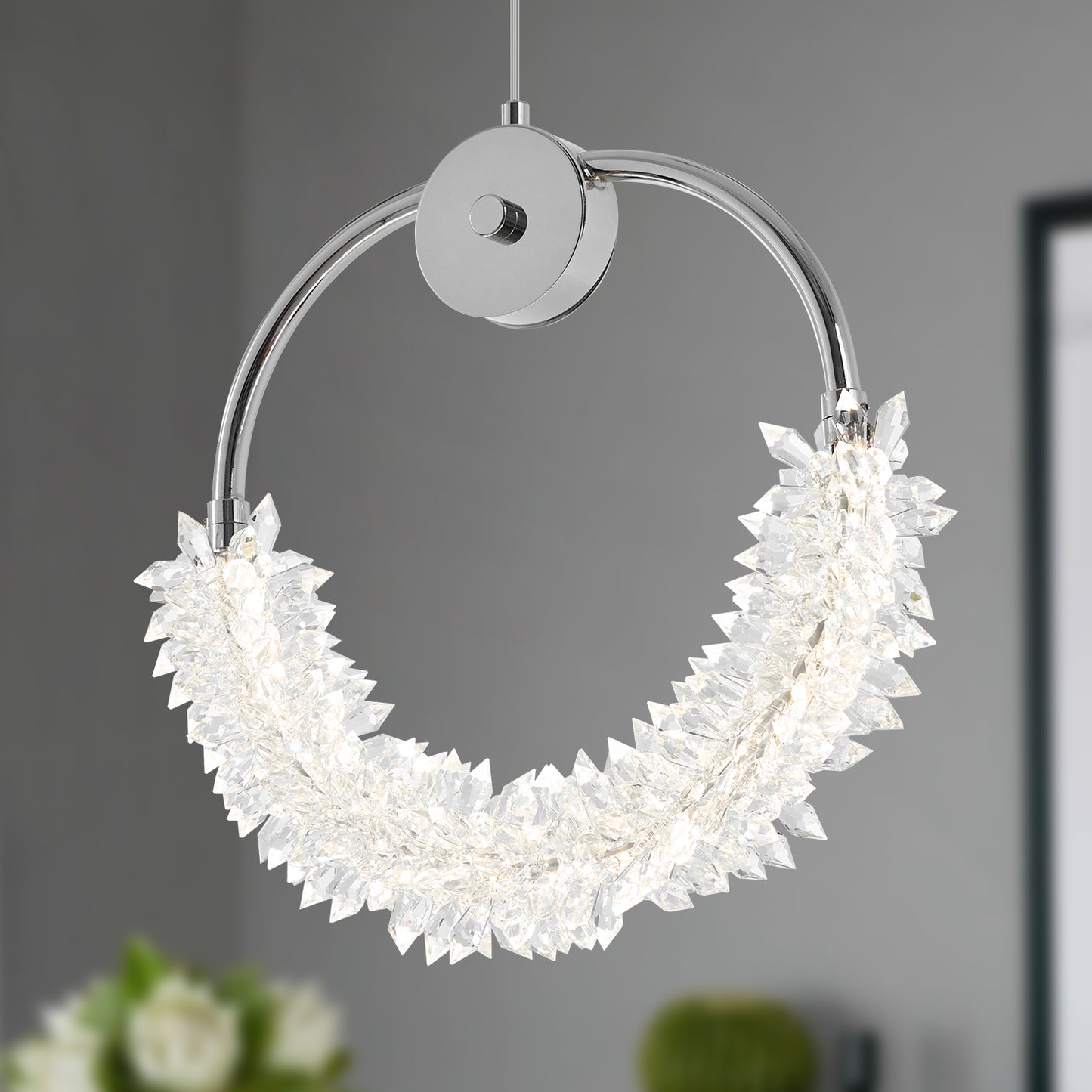 Modern Crystal LED Hanging Bar Chandelier