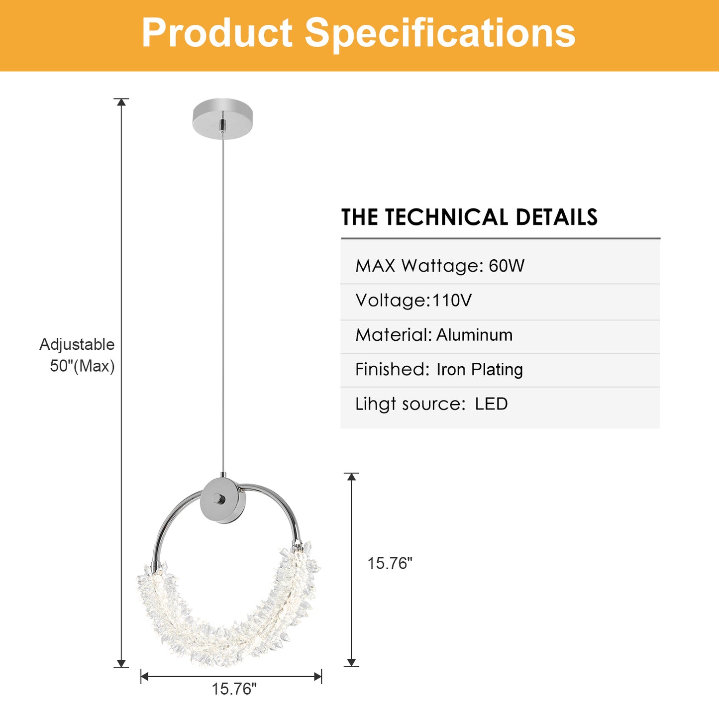 Modern Crystal LED Hanging Bar Chandelier - view 8