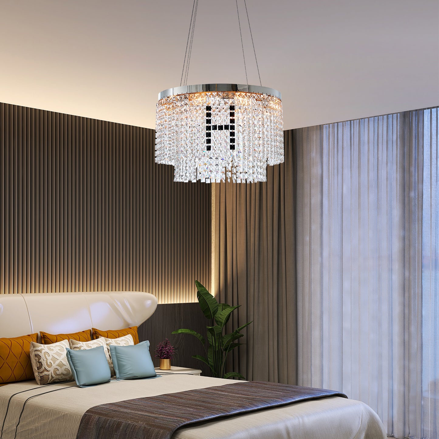 Modern Round Crystal Chandelier - view 3