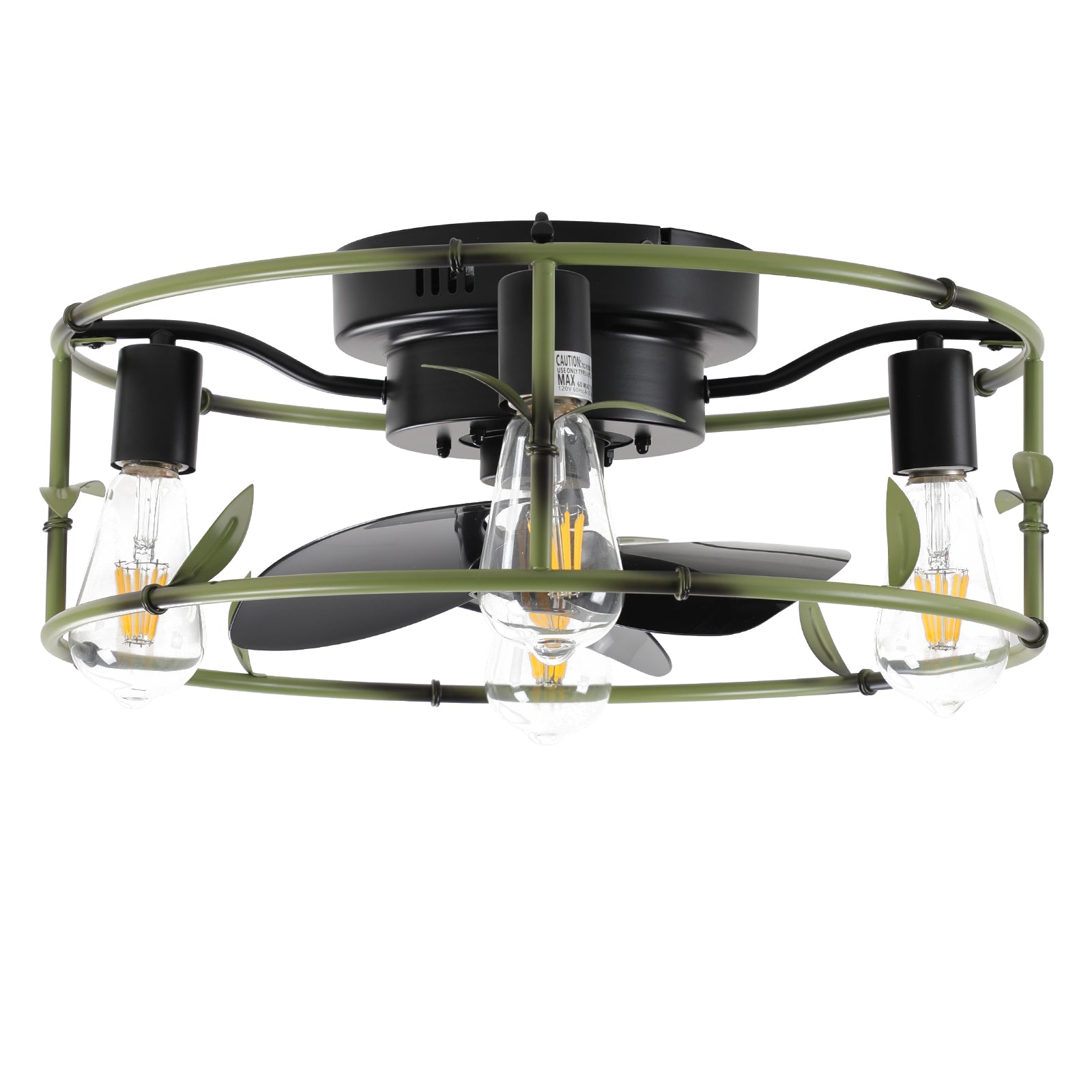 19" Green Industrial Caged Ceiling Fan with Remote - view 11
