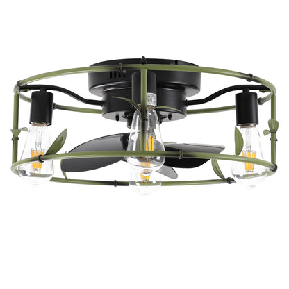 19" Green Industrial Caged Ceiling Fan with Remote - view 11