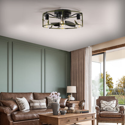 19" Green Industrial Caged Ceiling Fan with Remote - view 3