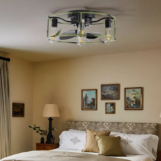 19" Green Industrial Caged Ceiling Fan with Remote - view 2