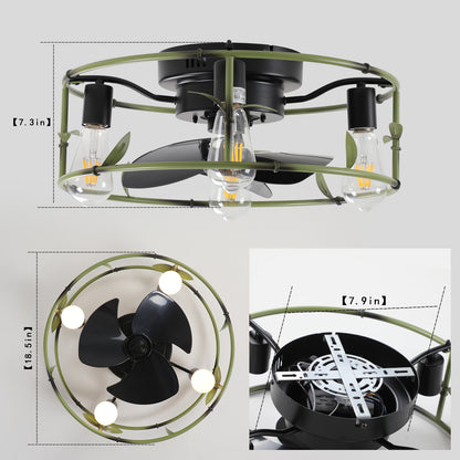 19" Green Industrial Caged Ceiling Fan with Remote - view 10