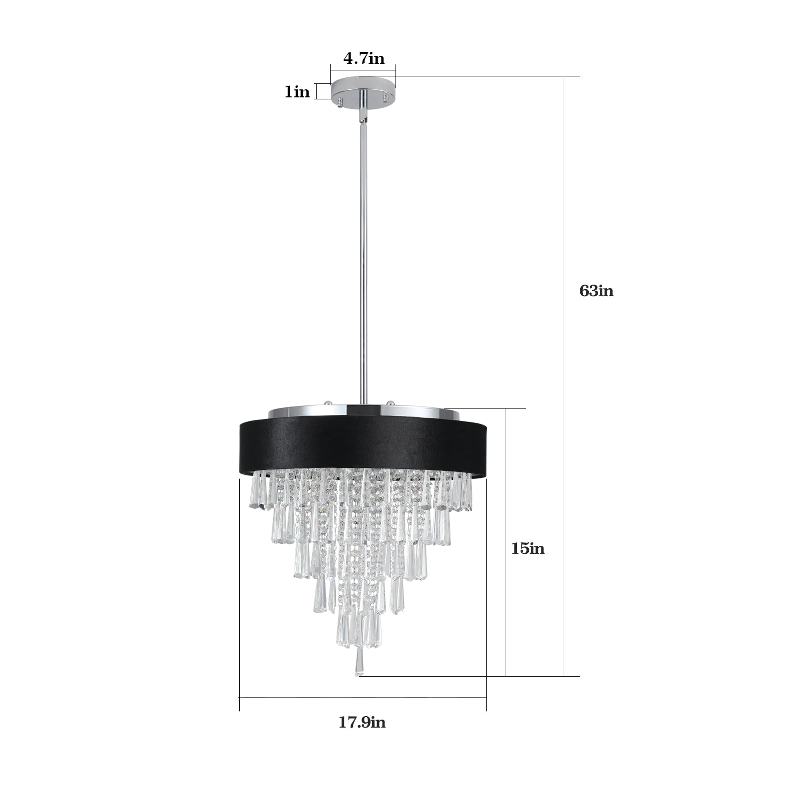 18" 8-Light Crystal Chandelier with Black Velvet Shade - view 14