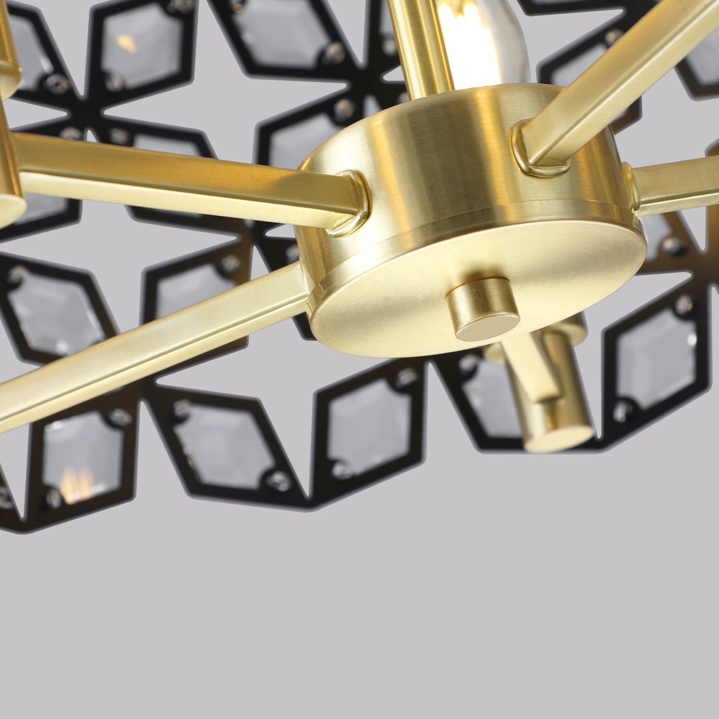 19" Black & Gold Geometric Crystal Chandelier, 5-Light - view 12