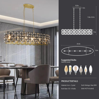 39" Black & Gold Geometric Crystal Chandelier - view 8