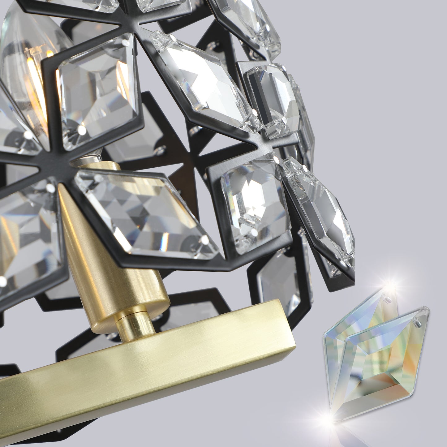 39" Black & Gold Geometric Crystal Chandelier - view 12