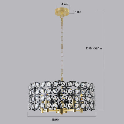19" Black & Gold Geometric Crystal Chandelier, 5-Light - view 13