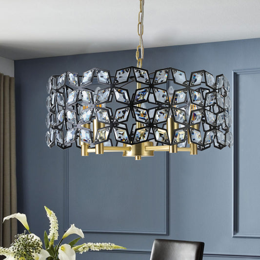 19" Black & Gold Geometric Crystal Chandelier, 5-Light - view 2