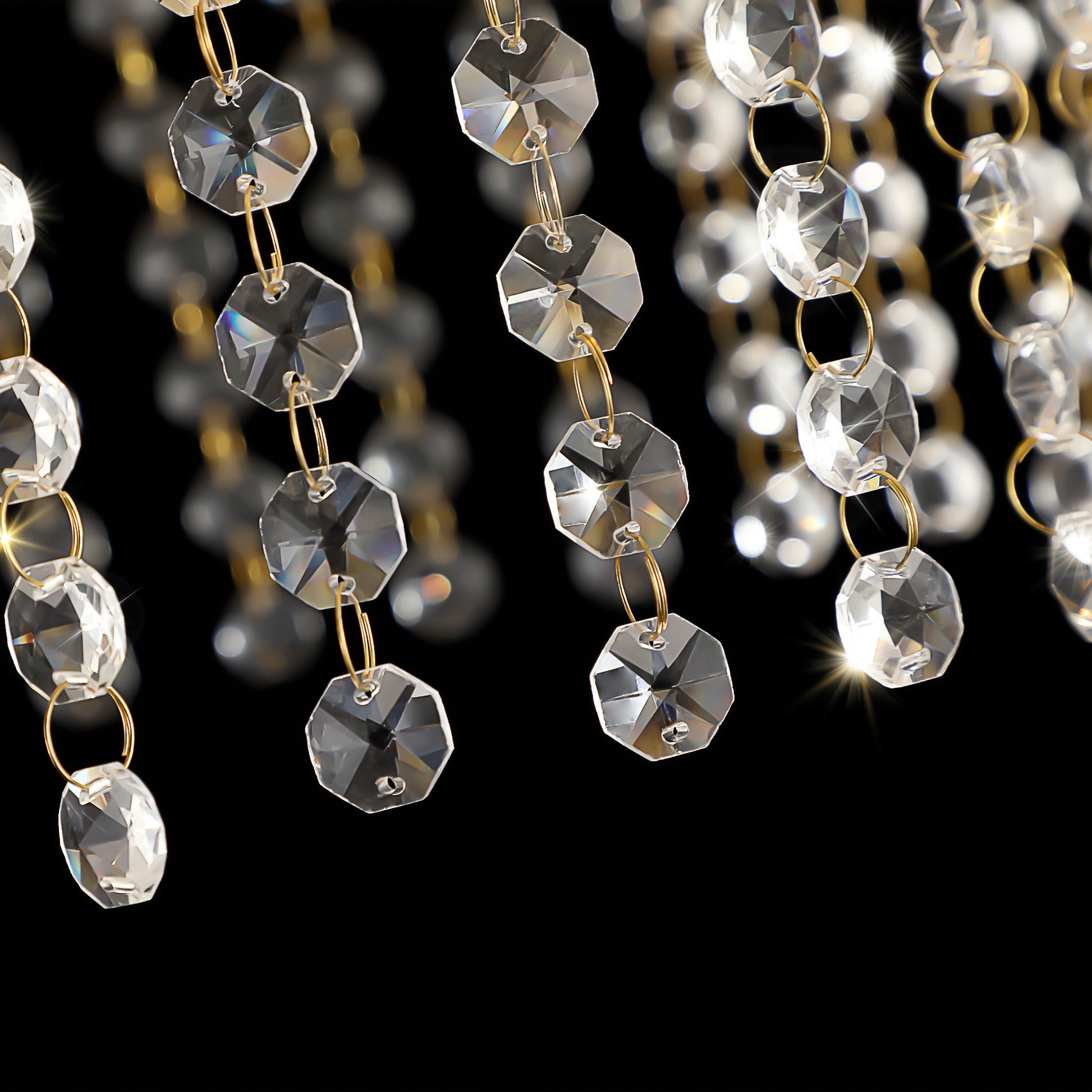 24" Gold Round Crystal Chandelier with Cascading Beads - view 11