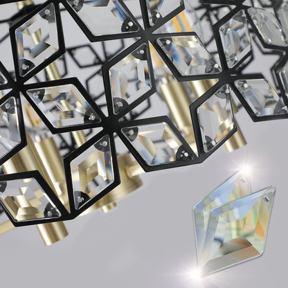 19" Black & Gold Geometric Crystal Chandelier, 5-Light - view 10