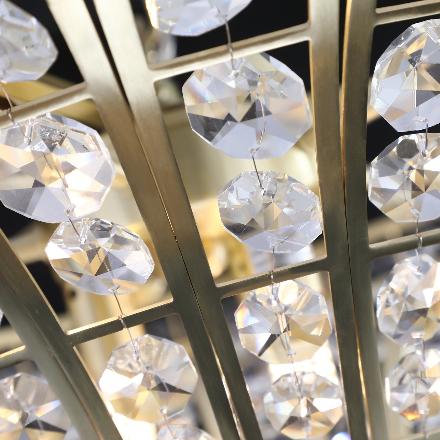 24" Gold Round Crystal Chandelier with Cascading Beads - view 12