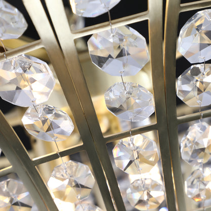 24" Gold Round Crystal Chandelier with Cascading Beads - view 12
