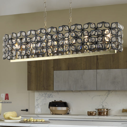 39" Black & Gold Geometric Crystal Chandelier - view 2