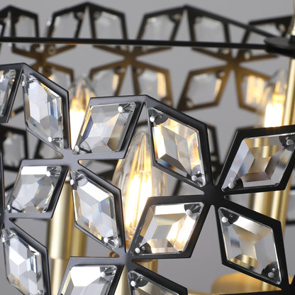 19" Black & Gold Geometric Crystal Chandelier, 5-Light - view 11