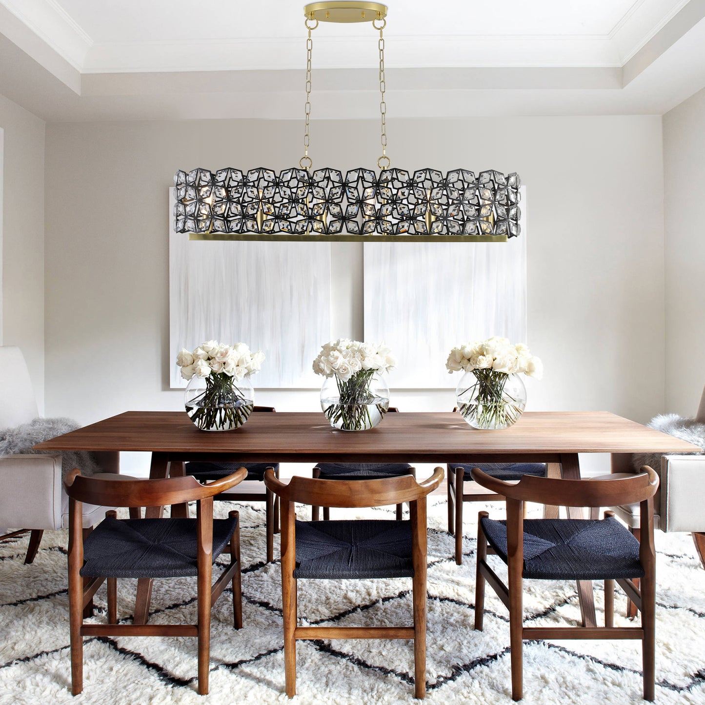 39" Black & Gold Geometric Crystal Chandelier - view 4