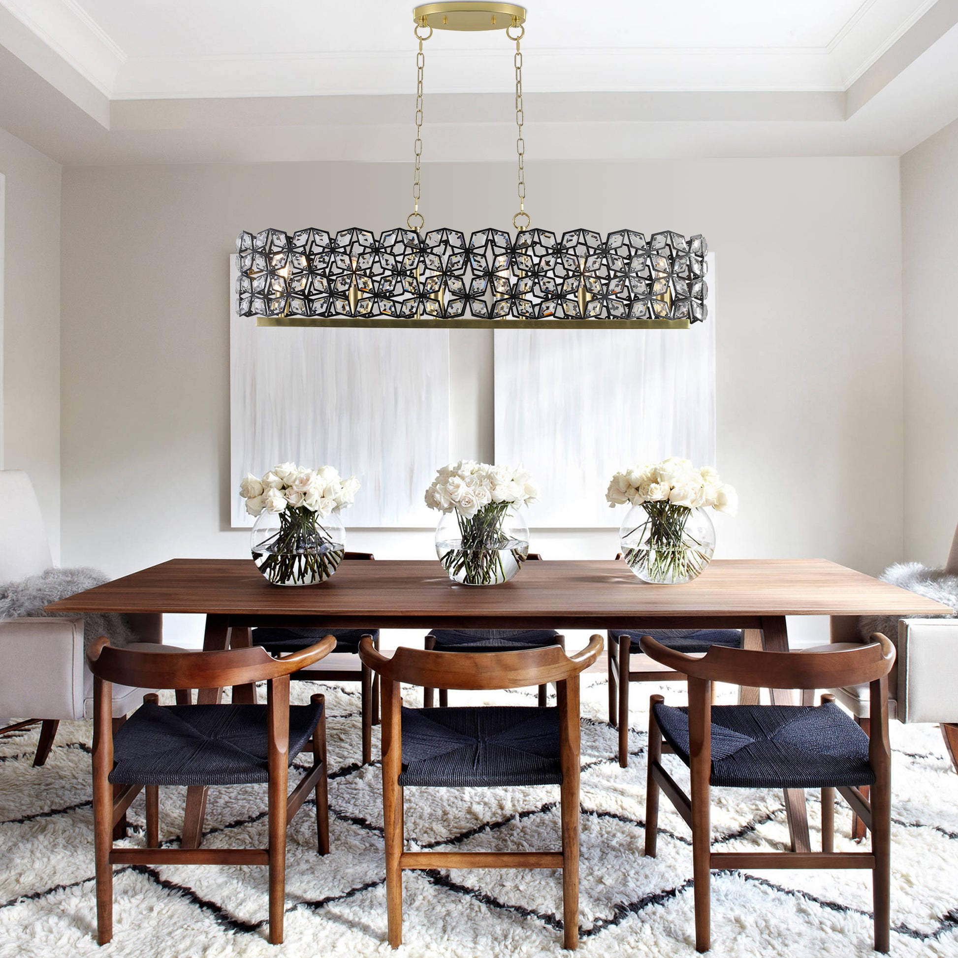 39" Black & Gold Geometric Crystal Chandelier - view 4