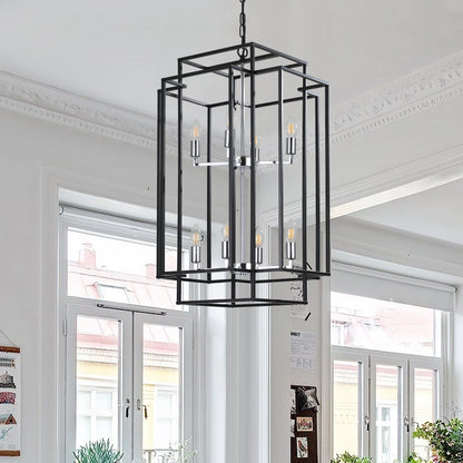 18" 8-Light Black & Chrome Geometric Chandelier - view 7