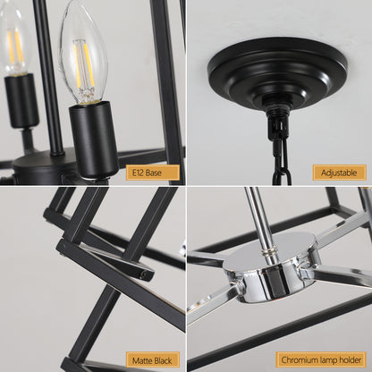 18" 8-Light Black & Chrome Geometric Chandelier - view 8