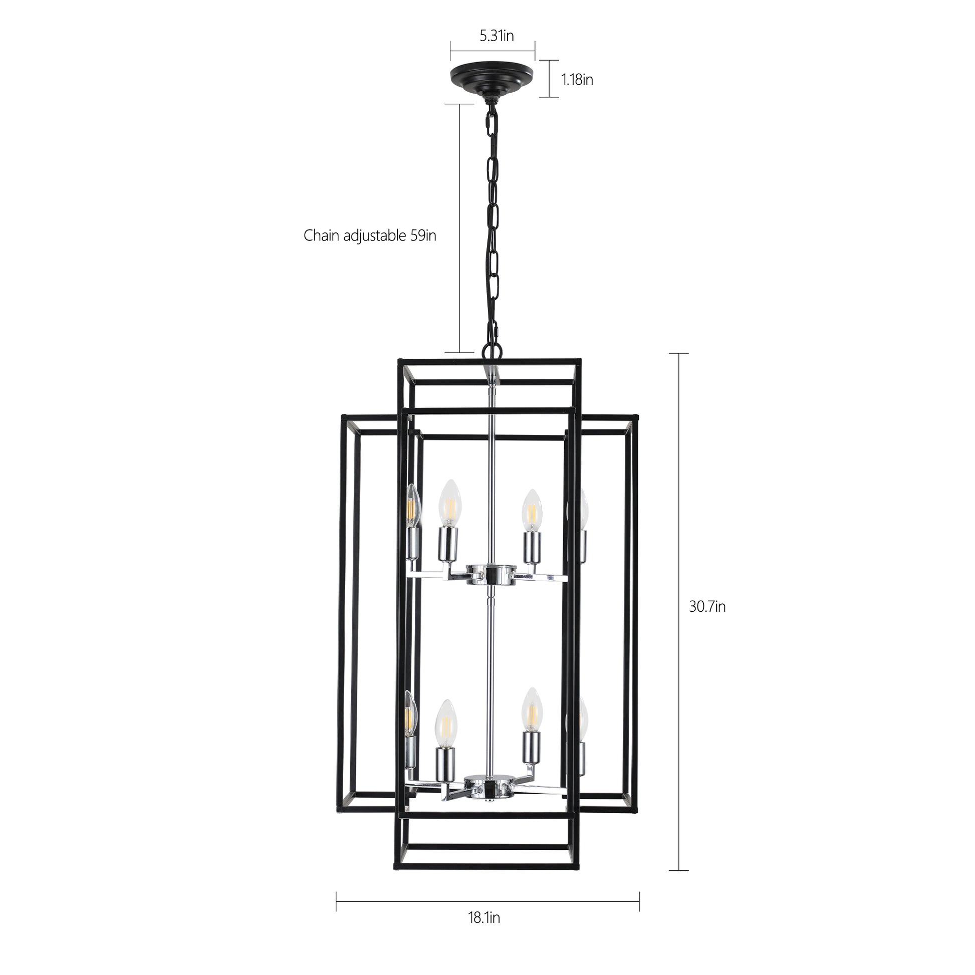 18" 8-Light Black & Chrome Geometric Chandelier - view 11