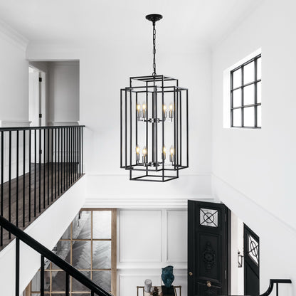 18" 8-Light Black & Chrome Geometric Chandelier - view 4