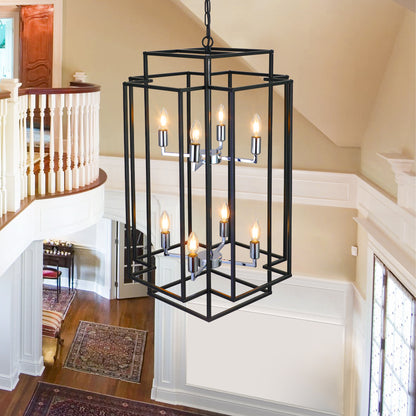 18" 8-Light Black & Chrome Geometric Chandelier - view 3