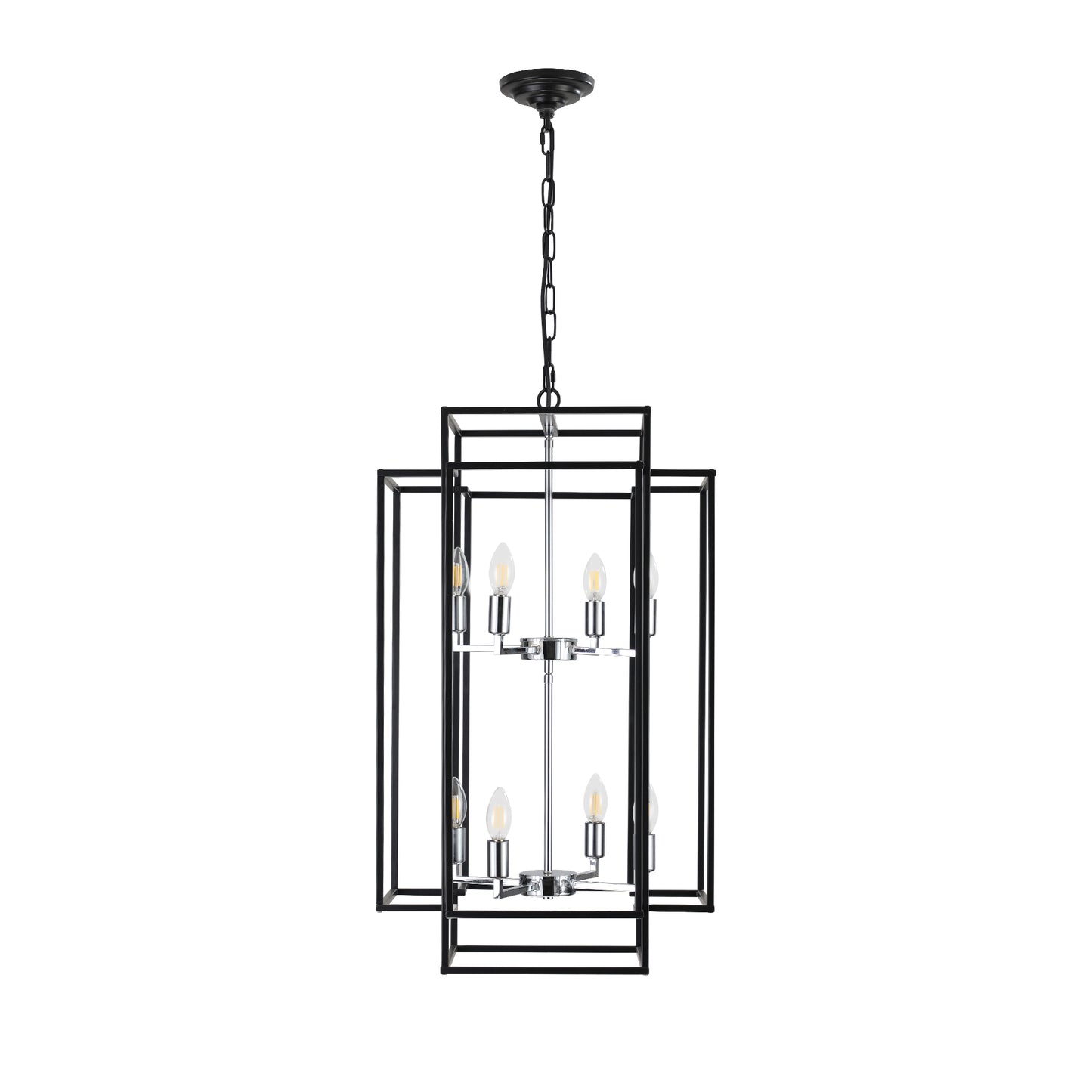 18" 8-Light Black & Chrome Geometric Chandelier - view 12